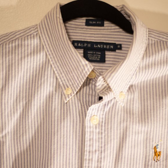 Ralph Lauren White and Purple Fitted Long Sleeve Button Down Shirt - Picture 8 of 11